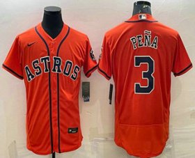 Wholesale Cheap Men\'s Houston Astros #3 Jeremy Pena Orange Stitched MLB Flex Base Nike Jersey