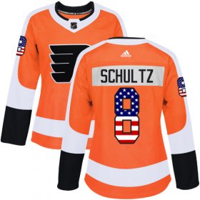 Wholesale Cheap Adidas Flyers #8 Dave Schultz Orange Home Authentic USA Flag Women\'s Stitched NHL Jersey
