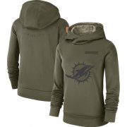 Wholesale Cheap Women's Miami Dolphins Nike Olive Salute to Service Sideline Therma Performance Pullover Hoodie