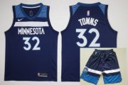 Wholesale Cheap Men's Minnesota Timberwolves #32 Karl-Anthony Towns New Navy Blue 2017-2018 Nike Swingman Stitched NBA Jersey With Shorts