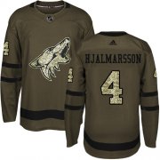 Wholesale Cheap Adidas Coyotes #4 Niklas Hjalmarsson Green Salute to Service Stitched NHL Jersey