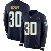Wholesale Cheap Nike Chargers #30 Austin Ekeler Navy Blue Team Color Men's Stitched NFL Limited Therma Long Sleeve Jersey