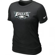 Wholesale Cheap Women's Nike Philadelphia Eagles Authentic Logo T-Shirt Black