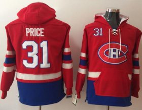 Wholesale Cheap Canadiens #31 Carey Price Red Name & Number Pullover NHL Hoodie