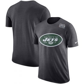 Wholesale Cheap NFL Men\'s New York Jets Nike Anthracite Crucial Catch Tri-Blend Performance T-Shirt