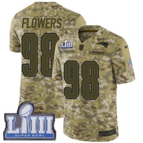 Wholesale Cheap Nike Patriots #98 Trey Flowers Camo Super Bowl LIII Bound Men\'s Stitched NFL Limited 2018 Salute To Service Jersey