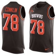 Wholesale Cheap Nike Browns #78 Jack Conklin Brown Team Color Men's Stitched NFL Limited Tank Top Jersey