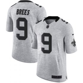 Wholesale Cheap Nike Saints #9 Drew Brees Gray Men\'s Stitched NFL Limited Gridiron Gray II Jersey