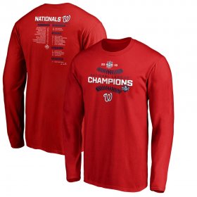 Wholesale Cheap Washington Nationals Majestic 2019 National League Champions Bloop Single Roster Long Sleeve T-Shirt Red