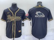 Wholesale Cheap Men's Denver Broncos Black Gold Team Big Logo With Patch Cool Base Stitched Baseball Jersey