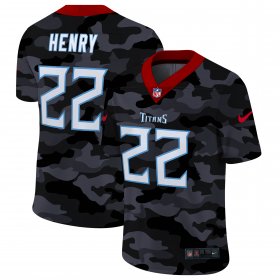 Cheap Tennessee Titans #22 Derrick Henry Men\'s Nike 2020 Black CAMO Vapor Untouchable Limited Stitched NFL Jersey