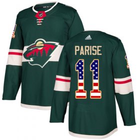 Wholesale Cheap Adidas Wild #11 Zach Parise Green Home Authentic USA Flag Stitched Youth NHL Jersey