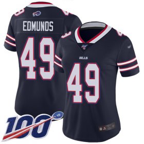 Wholesale Cheap Nike Bills #49 Tremaine Edmunds Navy Women\'s Stitched NFL Limited Inverted Legend 100th Season Jersey