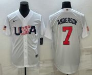 Cheap Men's USA Baseball #7 Tim Anderson 2023 White World Baseball Classic Stitched Jerseys