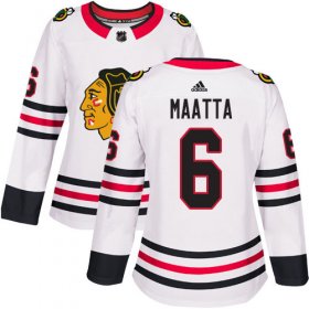 Wholesale Cheap Adidas Blackhawks #6 Olli Maatta White Road Authentic Women\'s Stitched NHL Jersey
