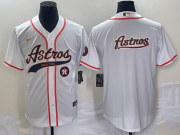 Cheap Men's Houston Astros White Team Big Logo Cool Base Stitched Baseball Jersey2