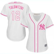 Wholesale Cheap Yankees #12 Troy Tulowitzki White/Pink Fashion Women's Stitched MLB Jersey