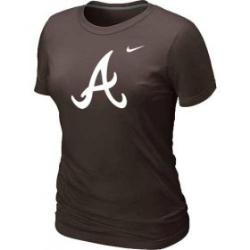 Wholesale Cheap Women\'s Atlanta Braves Heathered Nike Brown Blended T-Shirt