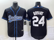 Wholesale Cheap Men's Los Angeles Dodgers #24 Kobe Bryant Black With Patch Cool Base Stitched Baseball Jersey