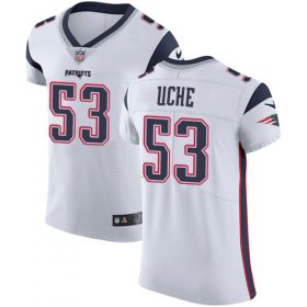 Wholesale Cheap Nike Patriots #53 Josh Uche White Men\'s Stitched NFL New Elite Jersey