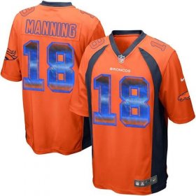 Wholesale Cheap Nike Broncos #18 Peyton Manning Orange Team Color Men\'s Stitched NFL Limited Strobe Jersey