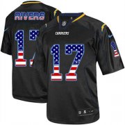 Wholesale Cheap Nike Chargers #17 Philip Rivers Black Men's Stitched NFL Elite USA Flag Fashion Jersey