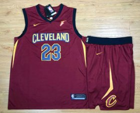 Wholesale Cheap Men\'s Cleveland Cavaliers #23 LeBron James Red 2017-2018 Nike Swingman Stitched NBA Jersey With Shorts