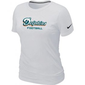 Wholesale Cheap Women\'s Nike Miami Dolphins Sideline Legend Authentic Font T-Shirt White