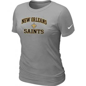 Wholesale Cheap Women\'s Nike New Orleans Saints Heart & Soul NFL T-Shirt Light Grey