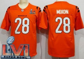 Wholesale Cheap Men\'s Cincinnati Bengals #28 Joe Mixon Limited Orange 2022 Super Bowl LVI Bound Vapor Jersey