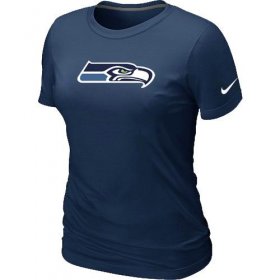 Wholesale Cheap Women\'s Nike Seattle Seahawks Logo NFL T-Shirt Dark Blue