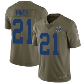 Wholesale Cheap Nike Colts #21 Nyheim Hines Olive Men\'s Stitched NFL Limited 2017 Salute To Service Jersey