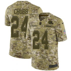 Wholesale Cheap Nike Browns #24 Nick Chubb Camo Youth Stitched NFL Limited 2018 Salute to Service Jersey