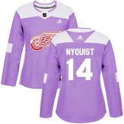 Wholesale Cheap Adidas Red Wings #14 Gustav Nyquist Purple Authentic Fights Cancer Women's Stitched NHL Jersey