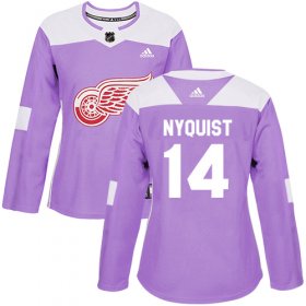 Wholesale Cheap Adidas Red Wings #14 Gustav Nyquist Purple Authentic Fights Cancer Women\'s Stitched NHL Jersey