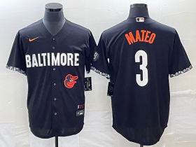 Wholesale Cheap Men\'s Baltimore Orioles #3 Jorge Mateo Black 2023 City Connect Cool Base Stitched Jersey 1
