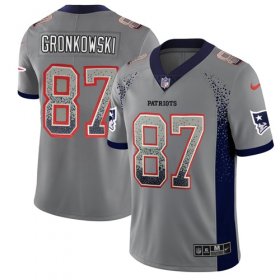 Wholesale Cheap Nike Patriots #87 Rob Gronkowski Grey Men\'s Stitched NFL Limited Rush Drift Fashion Jersey