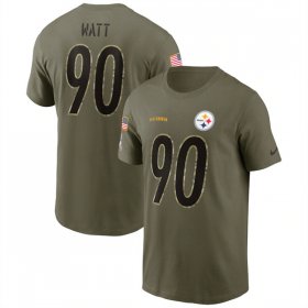 Wholesale Cheap Men\'s Pittsburgh Steelers #90 T.J. Watt 2022 Olive Salute to Service T-Shirt