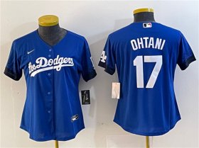 Cheap Women\'s Los Angeles Dodgers #17 Shohei Ohtani Blue City Connect Stitched Jersey(Run Small)