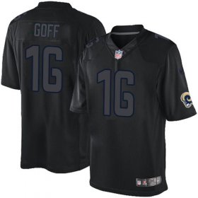 Wholesale Cheap Nike Rams #16 Jared Goff Black Men\'s Stitched NFL Impact Limited Jersey