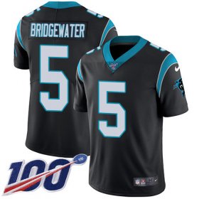 Wholesale Cheap Nike Panthers #5 Teddy Bridgewater Black Team Color Men\'s Stitched NFL 100th Season Vapor Untouchable Limited Jersey