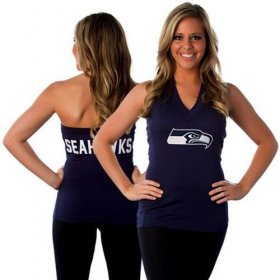 Wholesale Cheap Women\'s All Sports Couture Seattle Seahawks Blown Coverage Halter Top