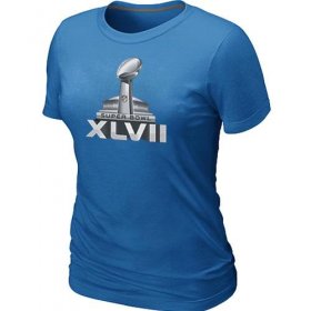 Wholesale Cheap Women\'s NFL Super Bowl XLVII Logo T-Shirt Light Blue