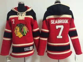 Wholesale Cheap Blackhawks #7 Brent Seabrook Red Sawyer Hooded Sweatshirt Stitched Youth NHL Jersey