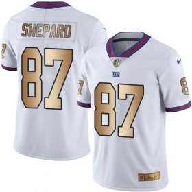 Wholesale Cheap Nike Giants #87 Sterling Shepard White Men\'s Stitched NFL Limited Gold Rush Jersey