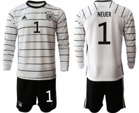 Wholesale Cheap Men 2021 European Cup Germany home white Long sleeve 1 Soccer Jersey
