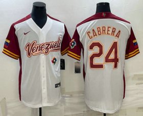 Cheap Men\'s Venezuela Baseball #24 Miguel Cabrera 2023 White World Classic Stitched Jersey