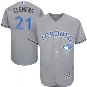 Wholesale Cheap Blue Jays #21 Roger Clemens Grey Flexbase Authentic Collection Father\'s Day Stitched MLB Jersey