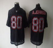 Wholesale Cheap Sideline Black United Texans #80 A.Johnson Black Stitched NFL Jersey
