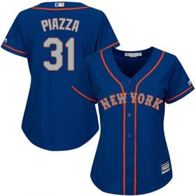 Wholesale Cheap Mets #31 Mike Piazza Blue(Grey NO.) Alternate Women\'s Stitched MLB Jersey